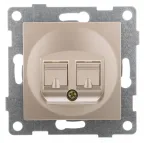                  Розетка компьютерная RJ45 Ugra, механизм, двойной, шампань
               
