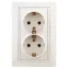 Розетка Intro Plano 1-205-02 с заземлением двойная 2X2P+E Schuko, 16А-250В, IP20, СУ, слоновая кость