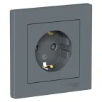 Розетка ATLASDESIGN с заземлением со шторками 16А в сборе грифель