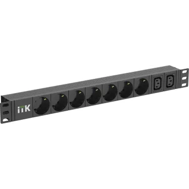 Блок распределения питания PDU 7 розеток нем ст + 2 С13 1U каб 2м нем ст