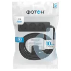 Удлинитель сетевой '''' 10-103, 10м, 3 розетки, 10А, Черный