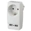 Адаптер ''Polynom'' 1гн 220V + 2xUSB 2100mA, c заземл, (белый) (10/60/1440) SP-1e-USB-W''