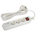                  Удлинитель электрический UB-3es-3m-USB c заземлением с выключателем 3 розетки + 1xUSBA+1xUSBC 3м 10А
               