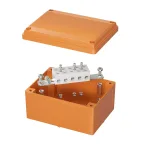                  Коробка пластиковая FS с гладкими стенками и клеммниками IP56 150х110х70мм 5р 450V 30A 16мм.кв
               