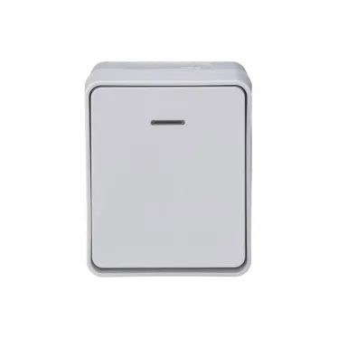 AtlasDesign Profi54 выключатель одноклавишный с подсветкой IP54 10 АХ, БЕЛЫЙ, Россия
