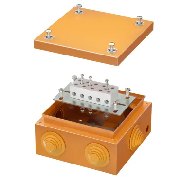 Коробка стальная FS с кабельными вводами и клеммниками IP55 150х150х80мм 5р 450V 30A 16мм.кв