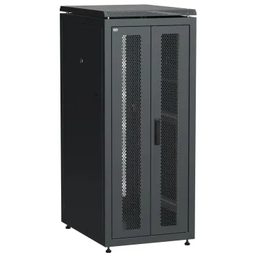 Шкаф напольный сетевой 19' LINEA N 28U 600х800мм передняя распашная перфорированная дверь задняя перфорированная черный