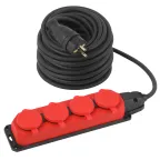                  Удлинитель силовой UK-4e-3x1,5-30m-IP44(KG) с заземлением 4 розетки каучук 30м КГ 3х1,5мм2 IP44
               