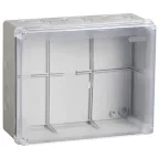                  Коробка КМ41277 распаячная для открытой проводки 240х195х165мм IP44 (RAL7035 прозрачный красный кабельные вводы 5 шт)
               