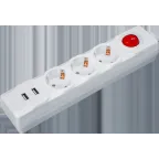 Удлинитель бытовой NPE-USB01-03-180-ESC-3X1 с выключателем 3 гнезда с/з 1,8м ПВС 3х1 2USB 2,1A