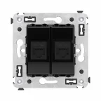 Avanti Компьютерная розетка RJ-45 без шторки в стену, кат.6А двойная, Черный квадрат