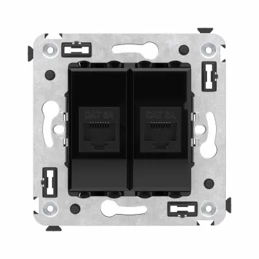 Avanti Компьютерная розетка RJ-45 без шторки в стену, кат.6А двойная, Черный квадрат
