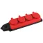 Колодка K-4e-RED-IP44 каучуковая с заземлением 4 розетки 16A IP44 красная