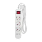 Удлинитель STANDARD 3 гнезда, 1,5 м, 3х1,0 мм2, с/з, с выключателем, 2 USB, белый