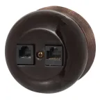                  Розетка RJ45 информационная двойная Фаберже, керамика, цвет коричневый
               