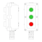                 Взрывонепроницаемый пост управления из алюминия LCSD-03-B-MC-P1G(11)x1-P1G(11)x1-P1R(11)x1-PCMB-KA3MHK | LCSD21000104 | DKC
               