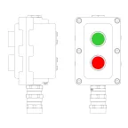                  Взрывонепроницаемый пост управления из алюминия LCSD-02-B-MB-P1G(11)x1-P1R(11)x1-PBMB-KA2MHK
               