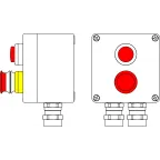                  Взрывозащищенный пост управления из алюминия CPE-A-12 -(1xLR(220) -1xP3E(11)) - 2x6018AASBKGM2SB(C)1Ex d e IIC T6 Gb / Ex tb IIIC T80°C Db IP66
               
