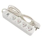Удлинитель Эксперт 4 гнезда 2 метра 16А/3,5кВт с 2USB 2,1А ПВС 3х1