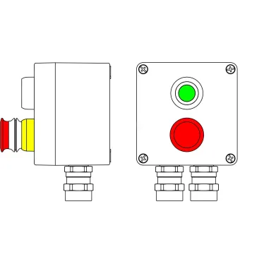 Взрывозащищенный пост управления из алюминия CPE-A-12 -(1xP1G(11) -1xP3E(11)) - 2x6018AASBKGM2SB(C)1Ex d e IIC T6 Gb / Ex tb IIIC T80°C Db IP66