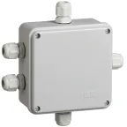                  Коробка КМ41330 распаячная для открытой проводки 100х100х50мм IP55 (RAL7035 гермовводы PG9 5 шт)
               