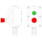                  Взрывонепроницаемый пост управления из алюминия LCSD-02-B-MC-P1G(11)x1-P6E(11)x1-PCMB-KA3MHK
               
