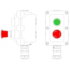                  Взрывонепроницаемый пост управления из алюминия LCSD-02-B-MC-P1G(11)x1-P6E(11)x1-PCMB-KAEPM3MHK-26
               