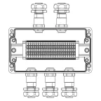 Взрывозащищенная клеммная коробка из полиэстера TBE-P-04-(25xHMM.2)-2xKAEPM2MHK-20(A)-3xKAEPM2MHK-20(C)1Ex e IIC Т5 Gb / Ex tb IIIC T95°C Db IP66 / ШЗ / КЗ