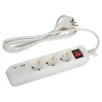                  Удлинитель электрический UB-3es-1,5m-USB c заземлением с выключателем 3 розетки + 1xUSBA+1xUSBC 1,5м 10А
               