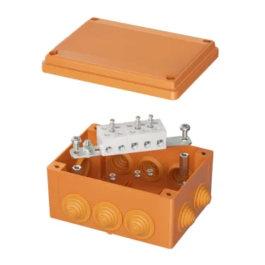 Коробка пластиковая FS с кабельными вводами и клеммниками IP56 150х110х70мм 5р 450V 30A 16мм.кв