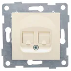                  Розетка компьютерная RJ45 Ugra, механизм, двойной, бежевый
               
