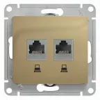                  Розетка Glossa двойная компьютерная RJ45 + RJ45 кат.5E механизм титан
               