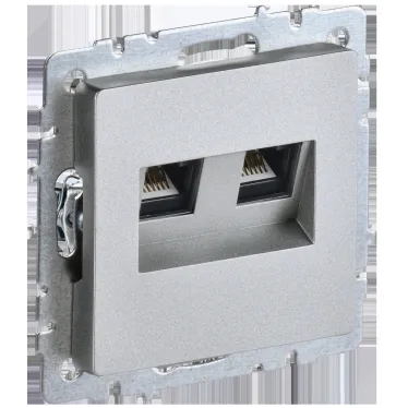 BRITE Розетка компьютерная двойная RJ45 кат.5E РК10-2-БрА алюминий