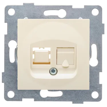 Розетка компьютерная RJ45 Ugra, механизм, одинарный, бежевый