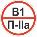 Знак ''Категории помещения по взрывопожарной и пожарной опасности В1 П-IIа'' 200х200 мм, пластик ГОСТ Р 12.4.026-2015