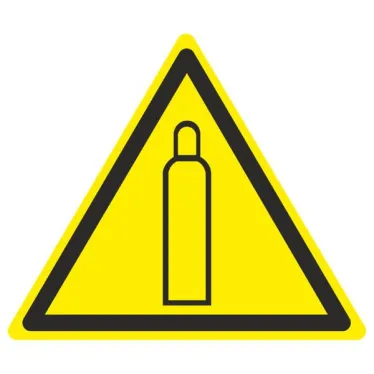 Знак W 19 ''Газовый баллон'' 150х150х150 мм, пластик ГОСТ Р 12.4.026-2001