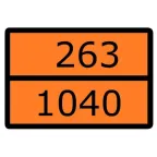 Знак для маркировки опасных грузов ''Номер ООН 263/1040'' ГОСТ Р 52290-2004 300х400 мм, пленка самоклеящаяся ГОСТ 19433-88