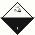 Знак для маркировки опасных грузов ''Кл.8'' 250х250 мм, пленка самоклеящаяся ГОСТ 19433-88