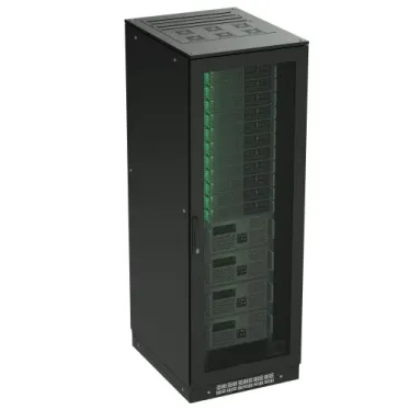 Шкаф напольный 24U 800х800 двери перфорированная/перфорированная укомплектован вводом и заглушками RAL 9005