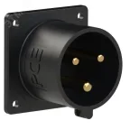 Вилка встраиваемая 32А/230V/1P+N+E/IP44, черная