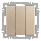 Выключатель Intro Accent 6-106-04 тройной, 10А-250В, IP20, СУ, AL/CU, шампань