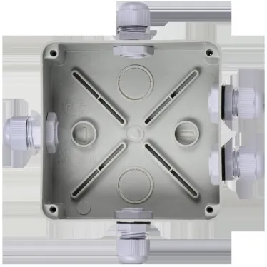 Коробка КМ41330 распаячная для открытой проводки 100х100х50мм IP55 (RAL7035 гермовводы PG9 5 шт)