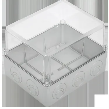 Коробка КМ41278 распаячная для открытой проводки 240х195х165мм IP55 (RAL7035 прозрачный красный кабельные вводы 5 шт)