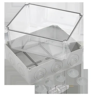 Коробка КМ41278 распаячная для открытой проводки 240х195х165мм IP55 (RAL7035 прозрачный красный кабельные вводы 5 шт)