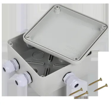 Коробка КМ41330 распаячная для открытой проводки 100х100х50мм IP55 (RAL7035 гермовводы PG9 5 шт)