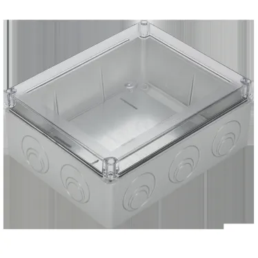 Коробка КМ41346 распаячная для открытой проводки 240х195х90мм IP55 (RAL7035 монтажная плата кабельные вводы 5 шт)