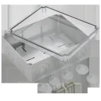 Коробка КМ41346 распаячная для открытой проводки 240х195х90мм IP55 (RAL7035 монтажная плата кабельные вводы 5 шт)