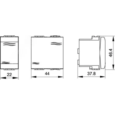 BRAVA Выключатель-кнопка 2 модуля 43х43 белый