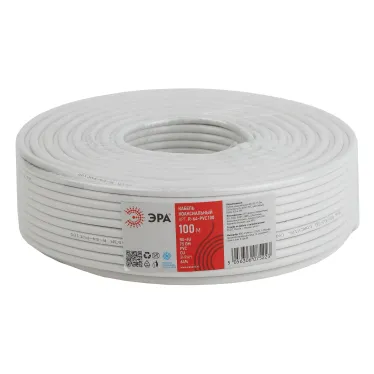 Кабель коаксиальный RG-6U 75 Ом Cu/(оплётка Cu 64%) PVC цвет белый бухта 100 м