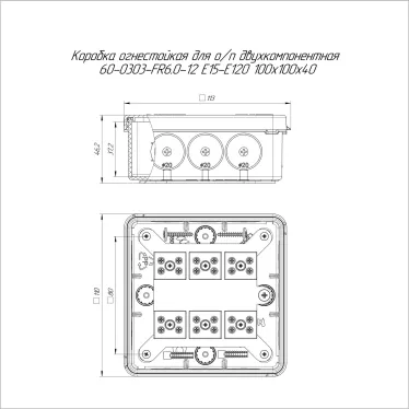 Коробка огнестойкая для о/п двухкомпонентная 60-0303-FR6.0-12 Е15-Е120 100х100х40 RAL2004 Промрукав (17 шт/уп)
